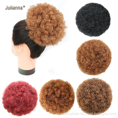 Julianna  Wrap Drawstring Hair Puff Chignon with Combs short afro kinky cheveux bun hair afro puff ponytail
